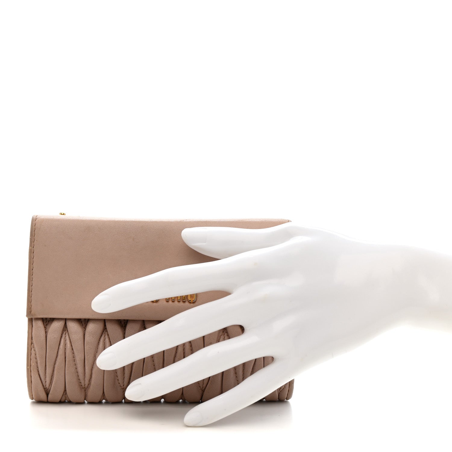 Miu Miu Nappa Matelasse Flap Tri-Fold Wallet Cammeo 2 of 10