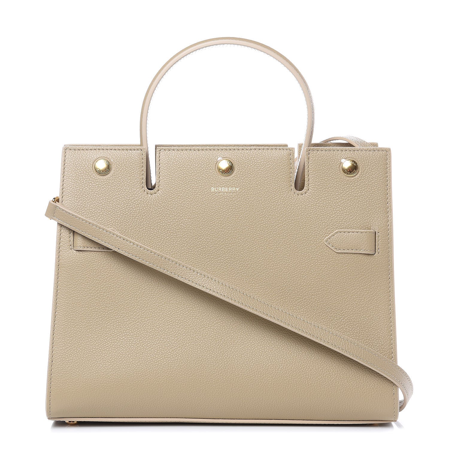 Burberry Calfskin Small Title Bag Honey 1 of 9