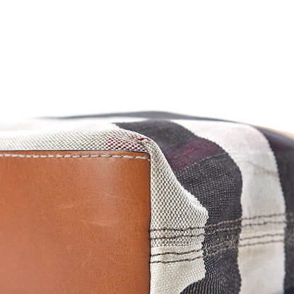 Burberry Canvas Mega Check Medium Tottenham Brit Tote Saddle Brown 12 of 17