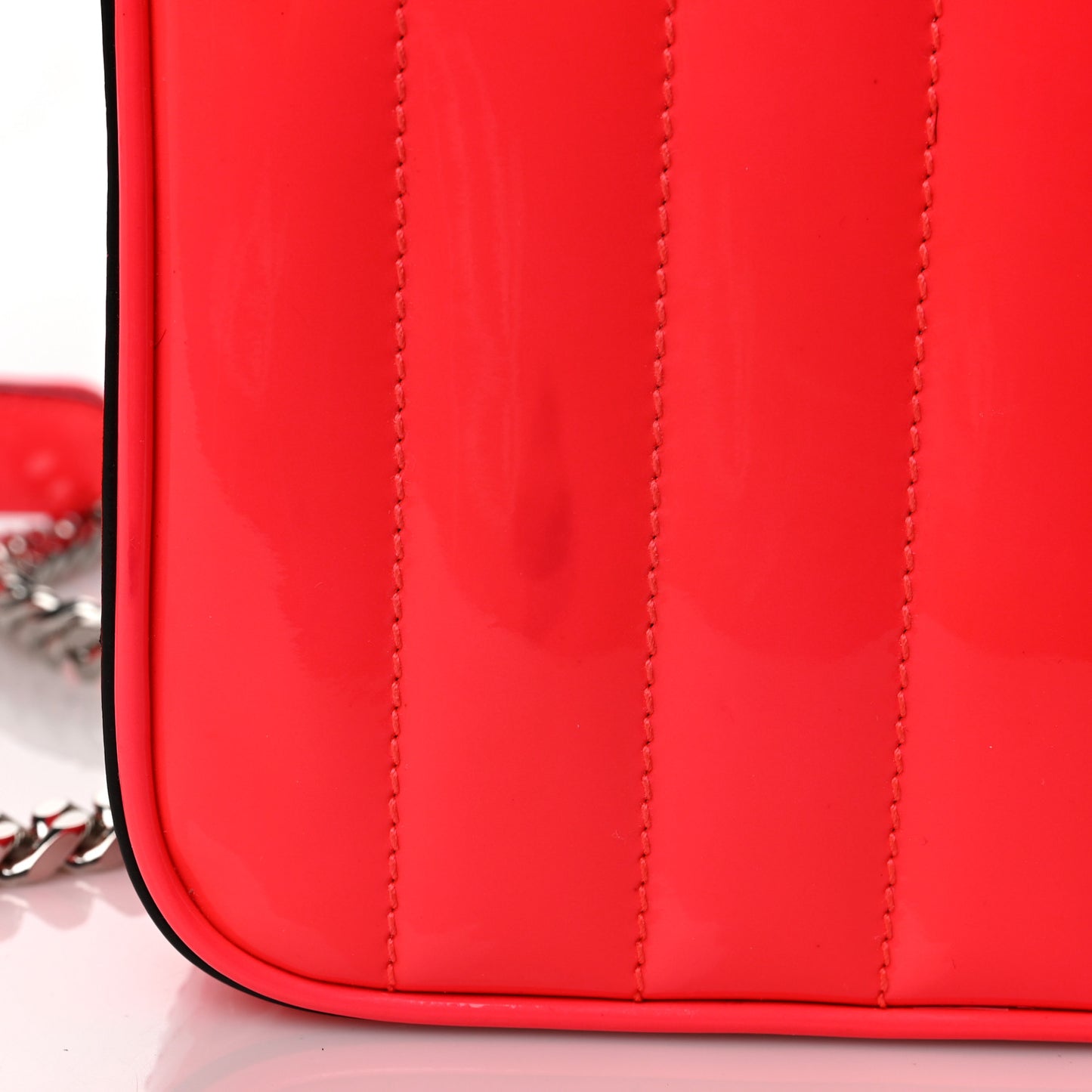 Patent Calfskin Matelasse Monogram Small Vicky Chain Bag Neon Pink