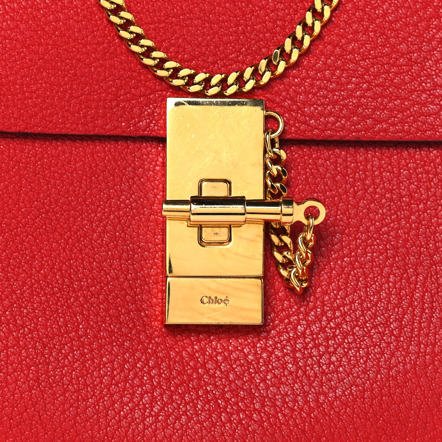 Chloe Grained Lambskin Drew Shoulder Bag Plaid Red 8 of 8