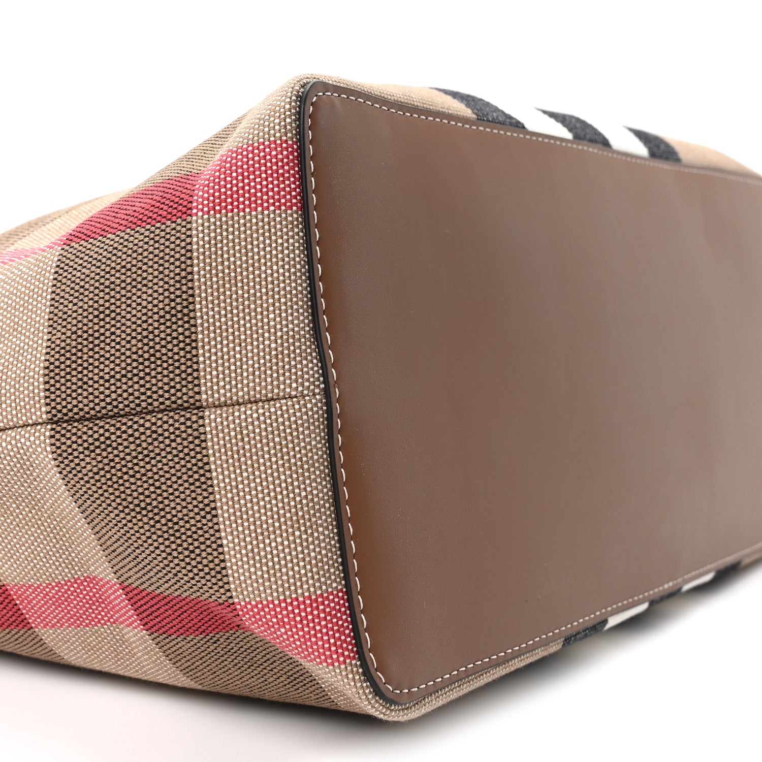 Burberry Giant Check Canvas Medium London Tote Taupe Brown 1842006