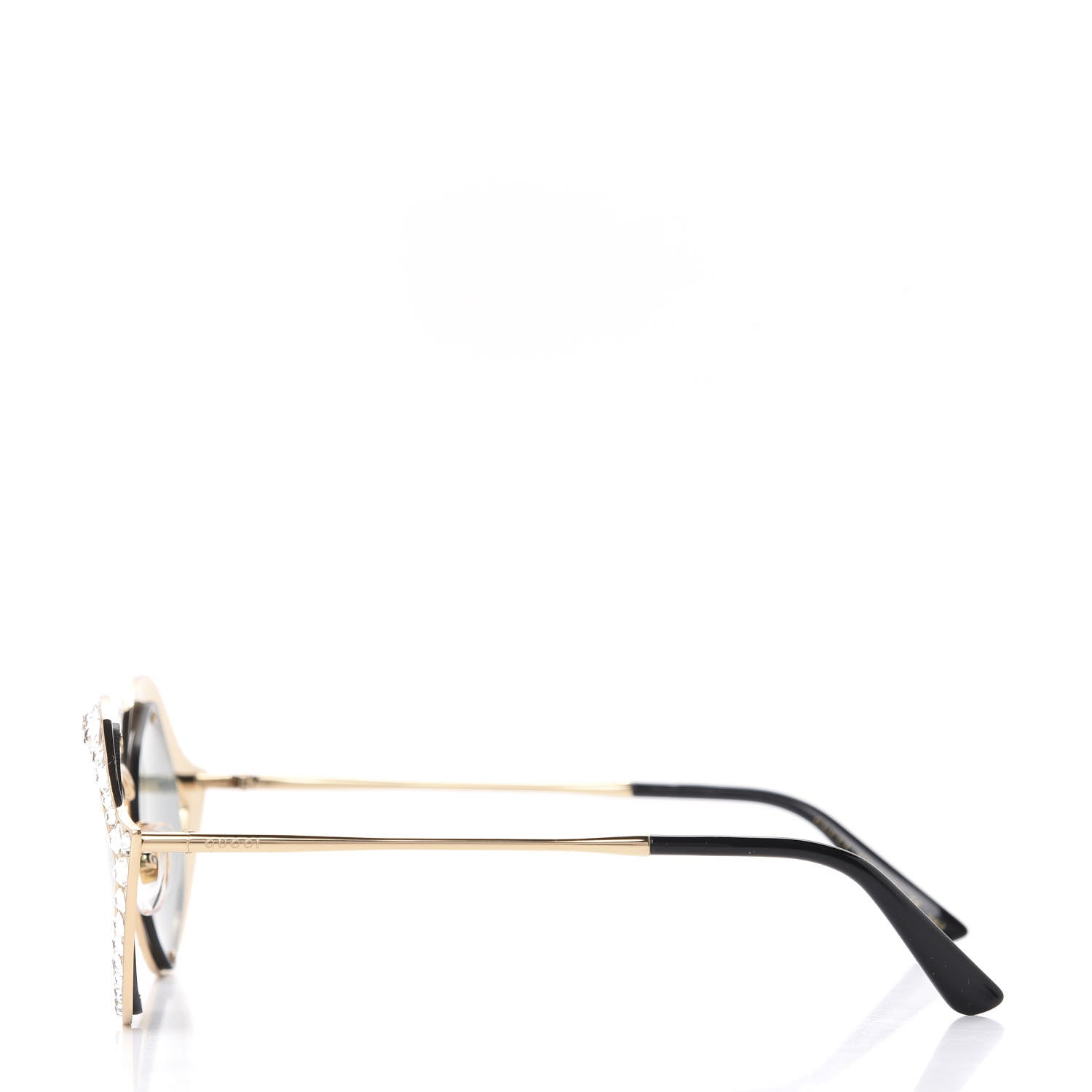 Gucci Metal Crystal Cat Eye Sunglasses GG0046S Gold 3 of 8