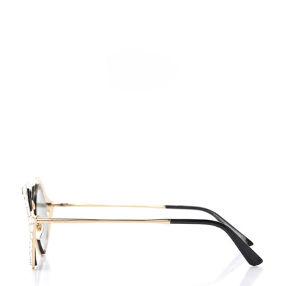 Gucci Metal Crystal Cat Eye Sunglasses GG0046S Gold 3 of 8