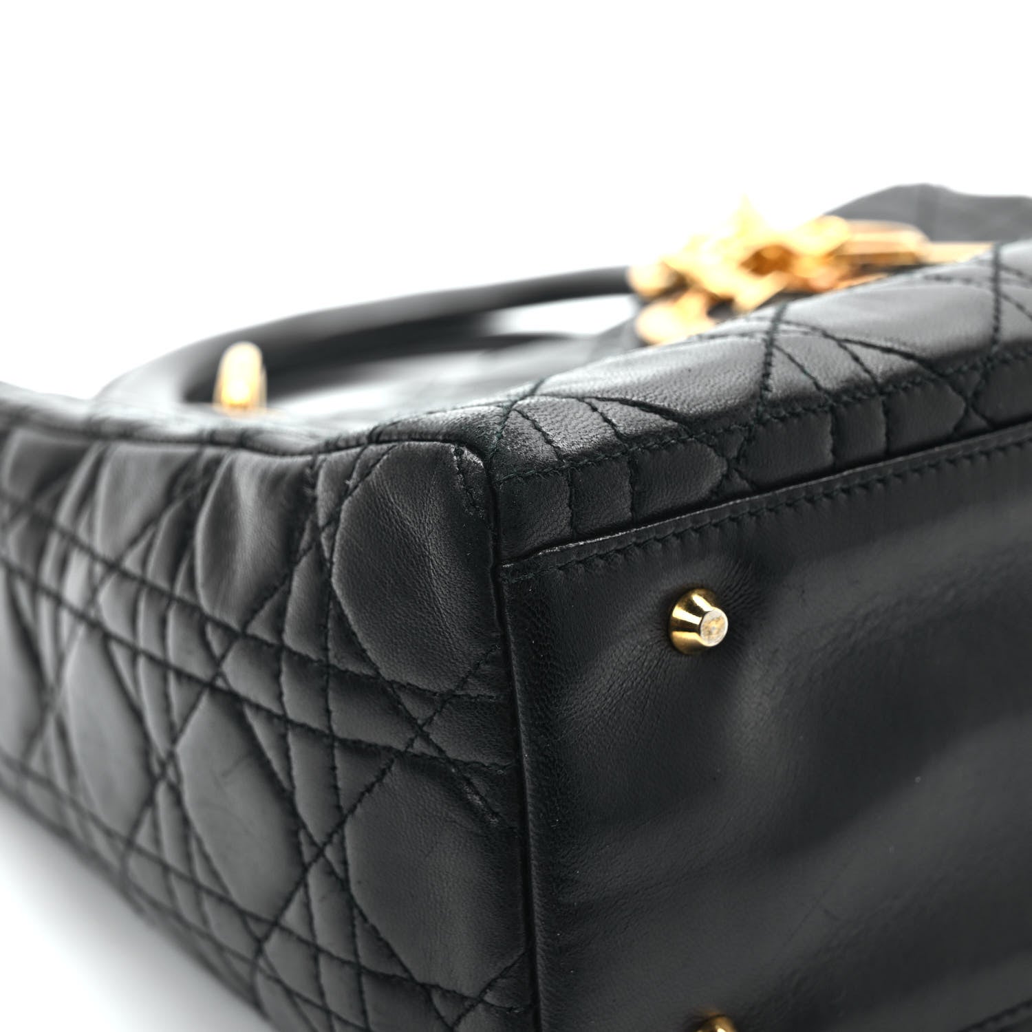 Christian Dior Lambskin Cannage Medium Lady Dior Black 9 of 10