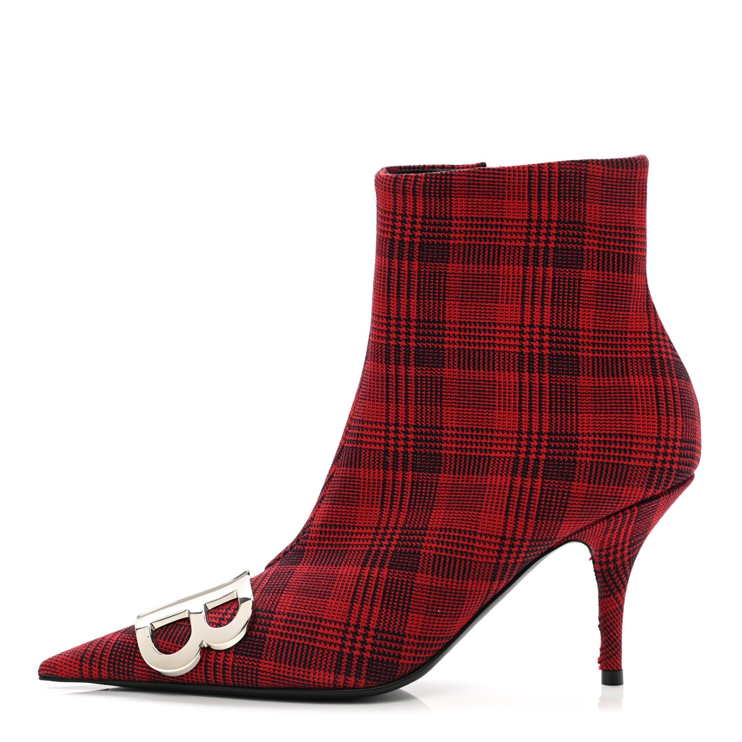 Fabric BB Pointy Toe Ankle Booties 36.5 Red