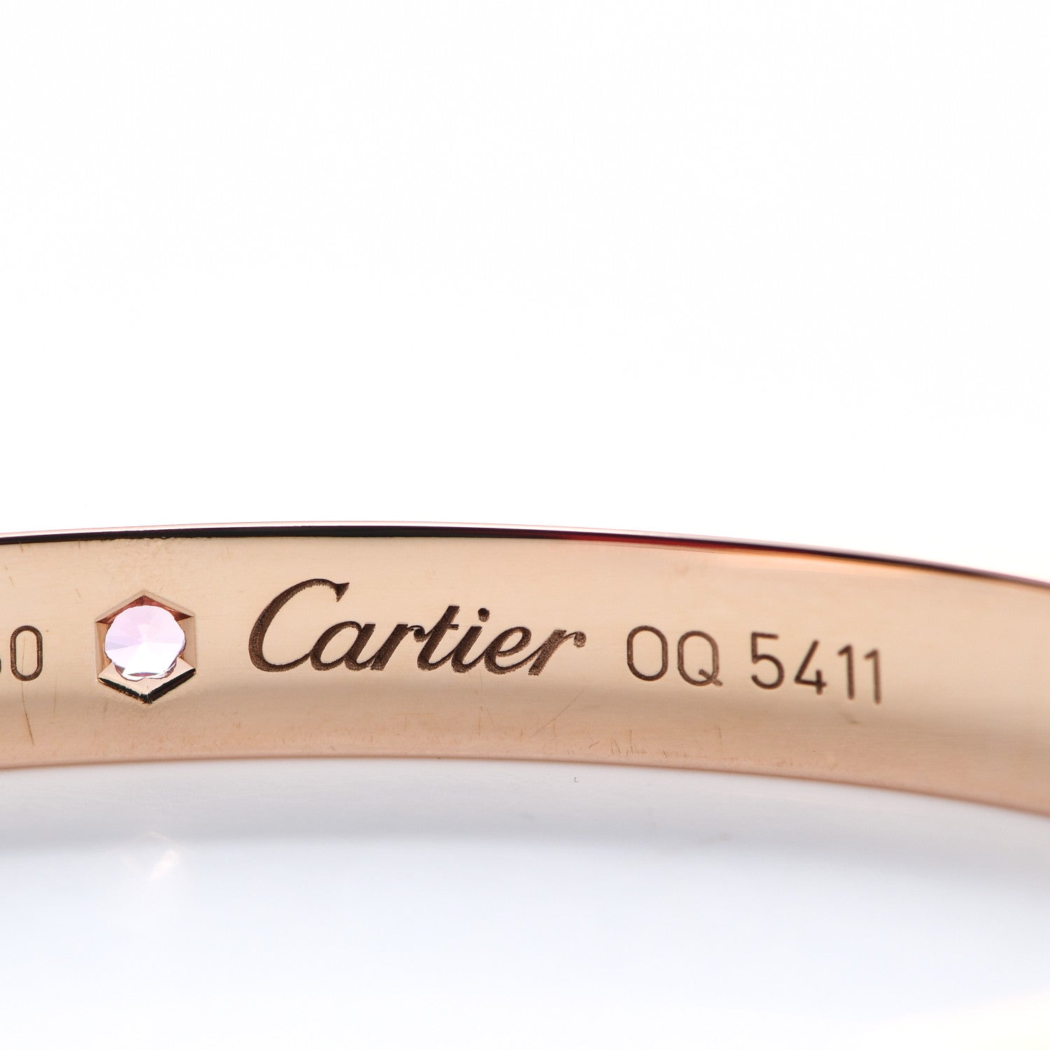 Cartier 18K Pink Gold Pink Sapphire LOVE Cuff Bracelet 17 4 of 6