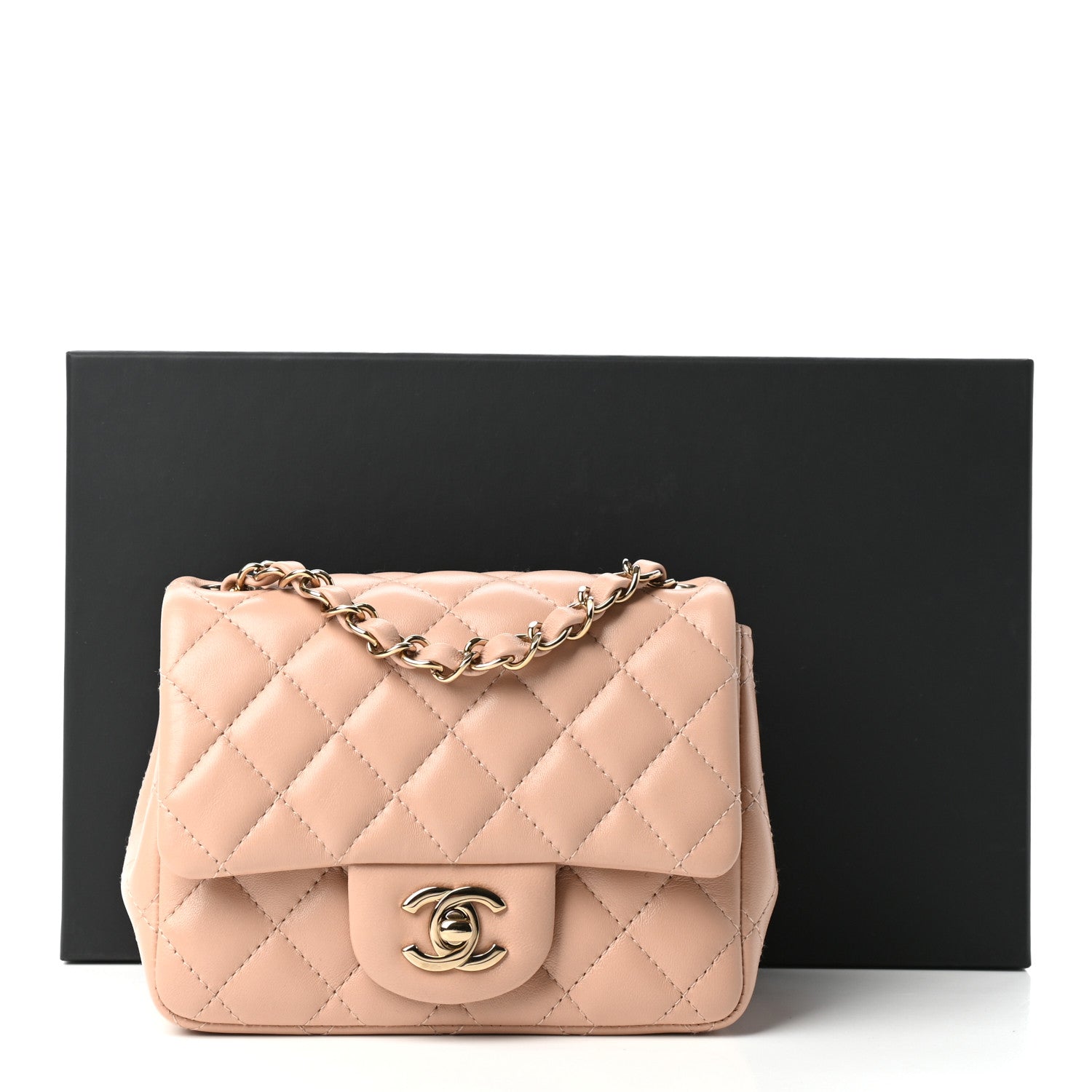 Chanel Lambskin Quilted Mini Square Flap Beige 11 of 11