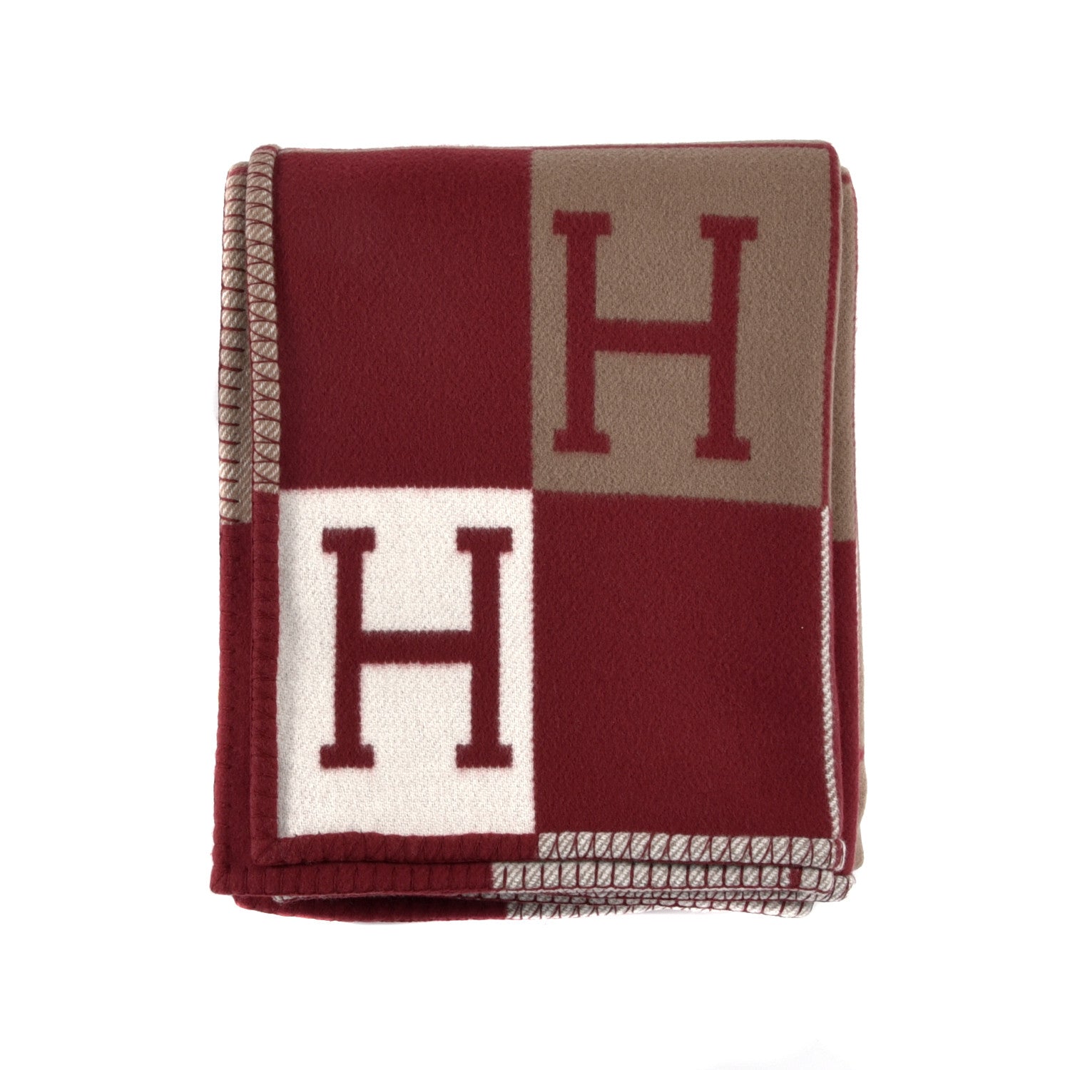 Hermes Wool Cashmere Avalon Blanket Ecru Rouge H 1 of 3
