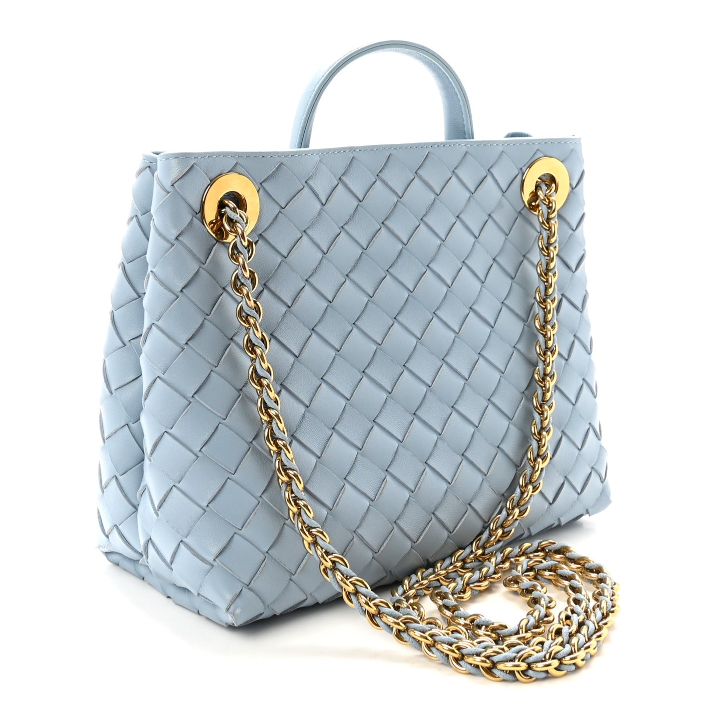Nappa Intrecciato Small Andiamo With Chain Shoulder Bag Ice
