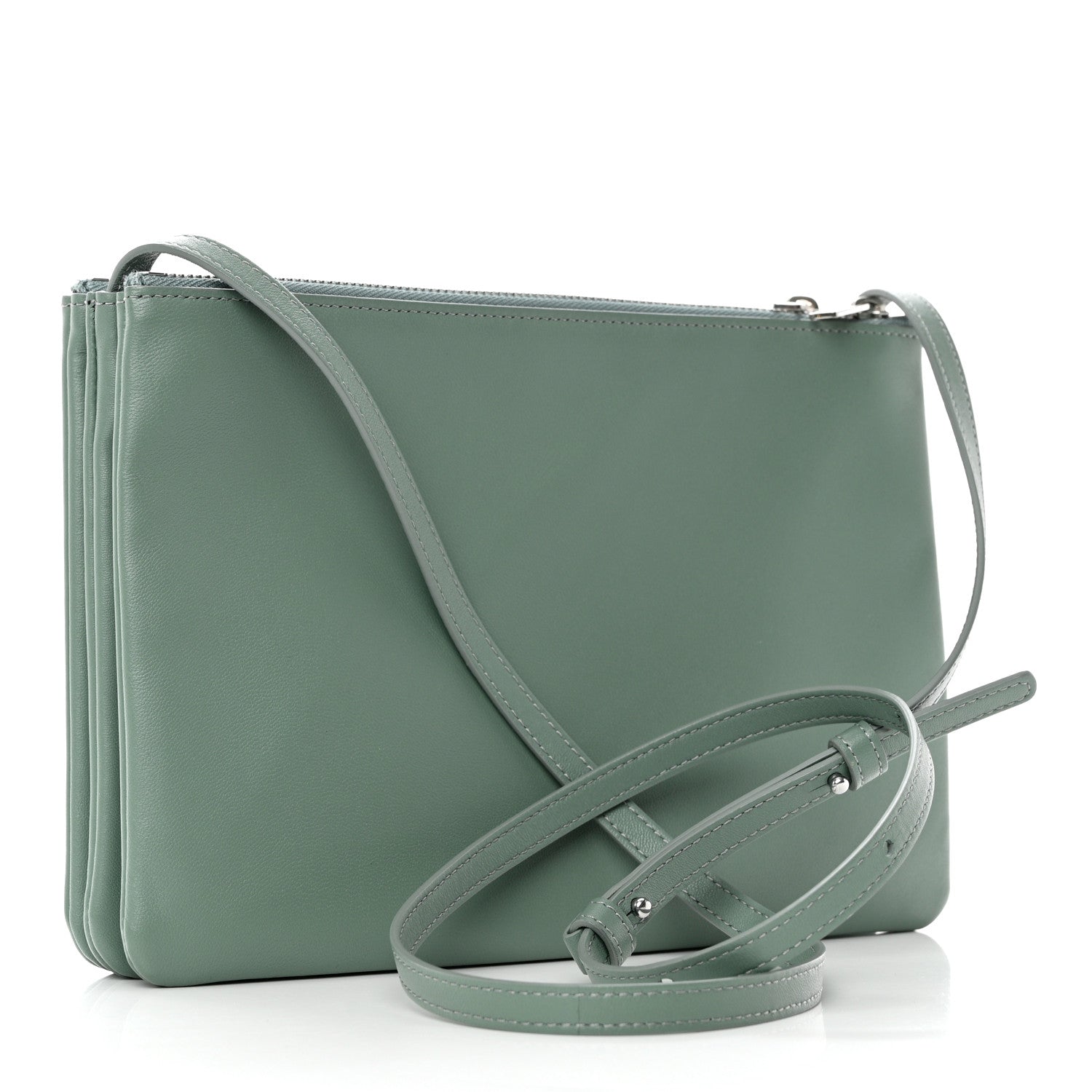 Celine Lambskin Large Trio Crossbody Bag Jade 2 of 10