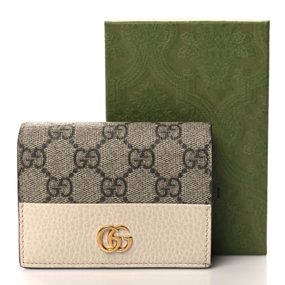 Gucci Dollar Calfskin GG Supreme Monogram GG Marmont Card Case Mystic White Beige Ebony 10 of 10