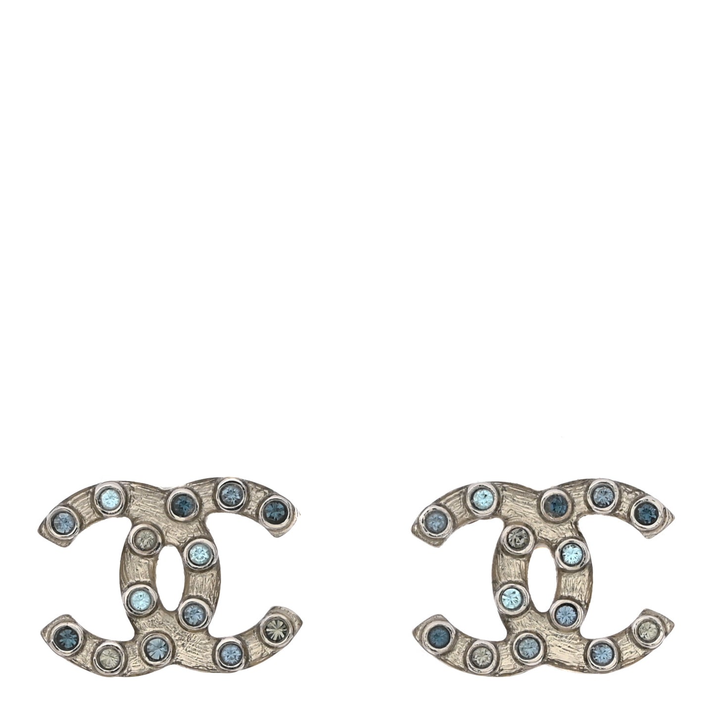 Crystal CC Earrings Silver Blue