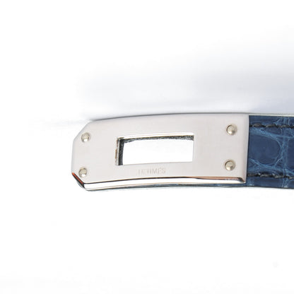 Hermes Shiny Alligator Kelly Double Tour Bracelet S Bleu Roi 7 of 7