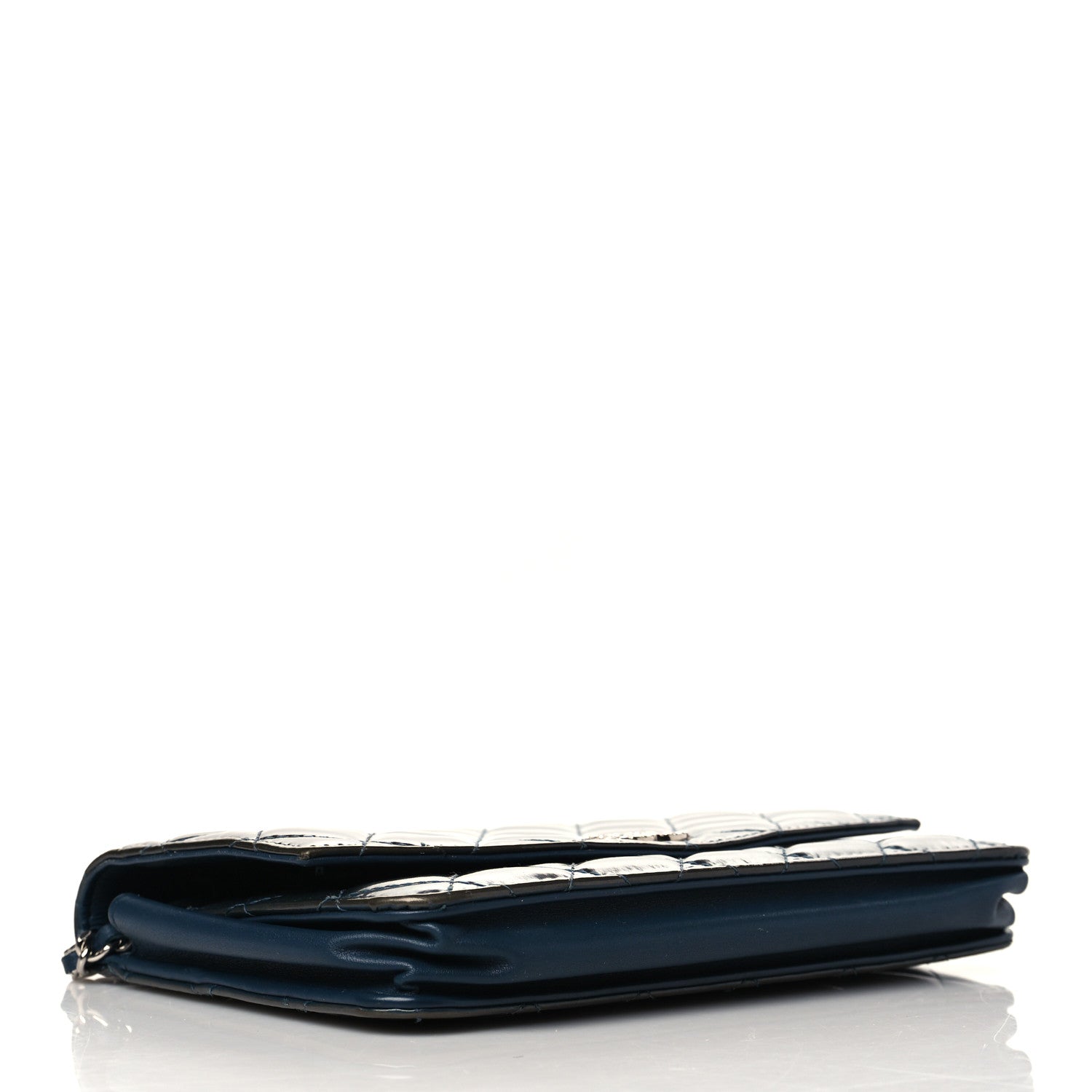 Chanel Patent Quilted Brilliant Wallet On Chain WOC Blue 4 of 14