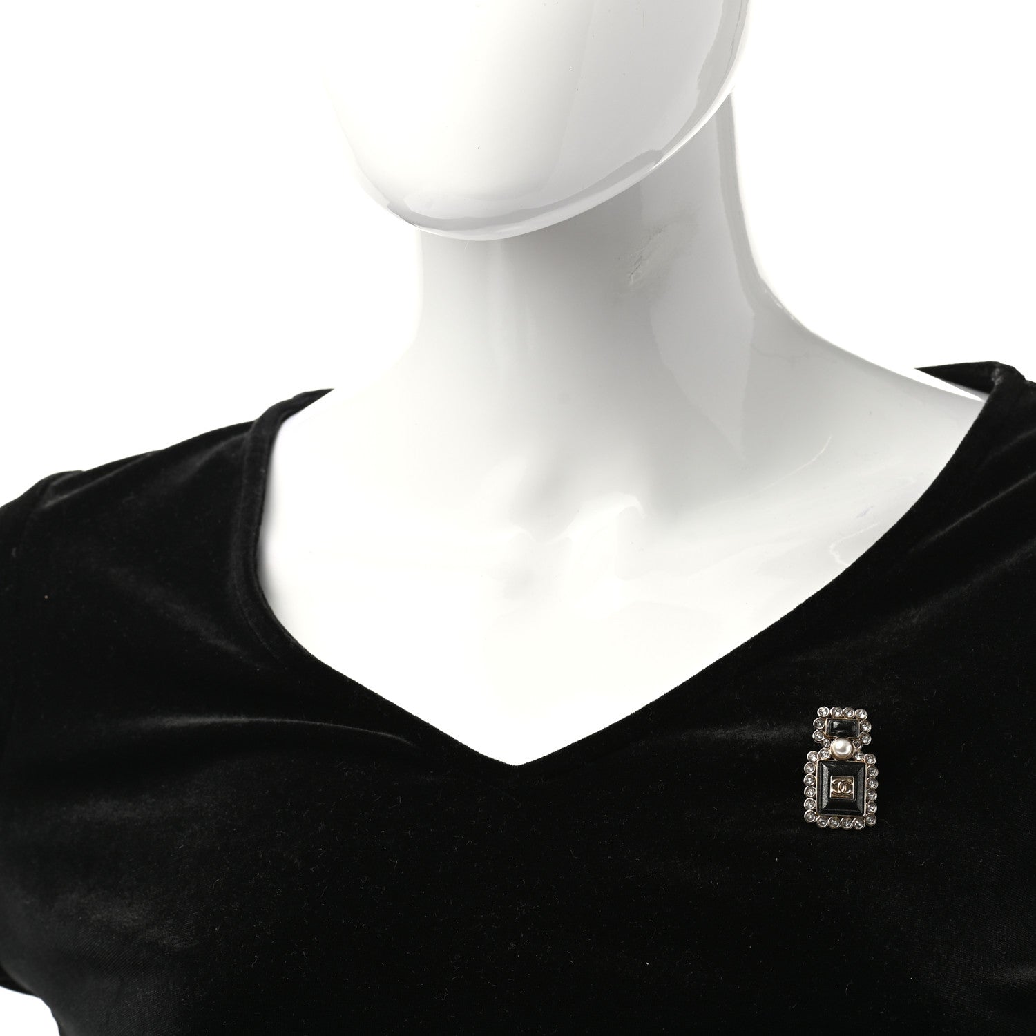Chanel Resin Crystal Pearl Perfume Bottle CC Brooch Black Gold 2 of 5