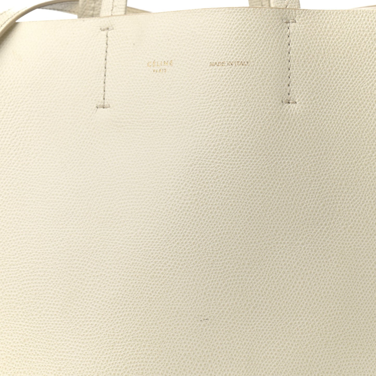 Grained Calfskin Small Vertical Cabas Cream