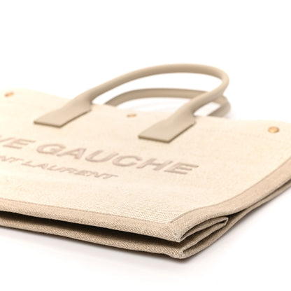 Saint Laurent Linen Calfskin Rive Gauche Tote Beige Sea Salt 8 of 8