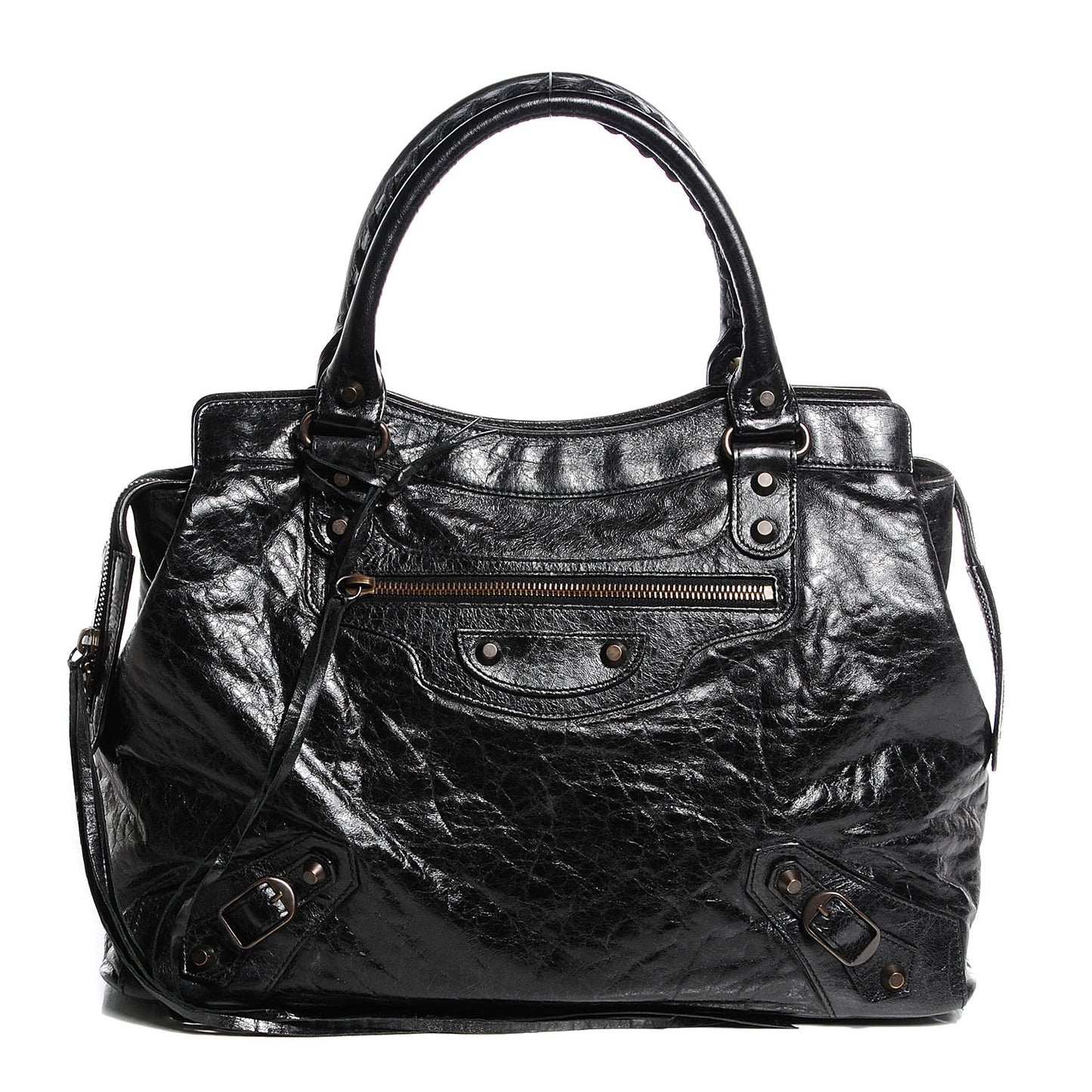 Agneau Classic Hardware Step Bag Black