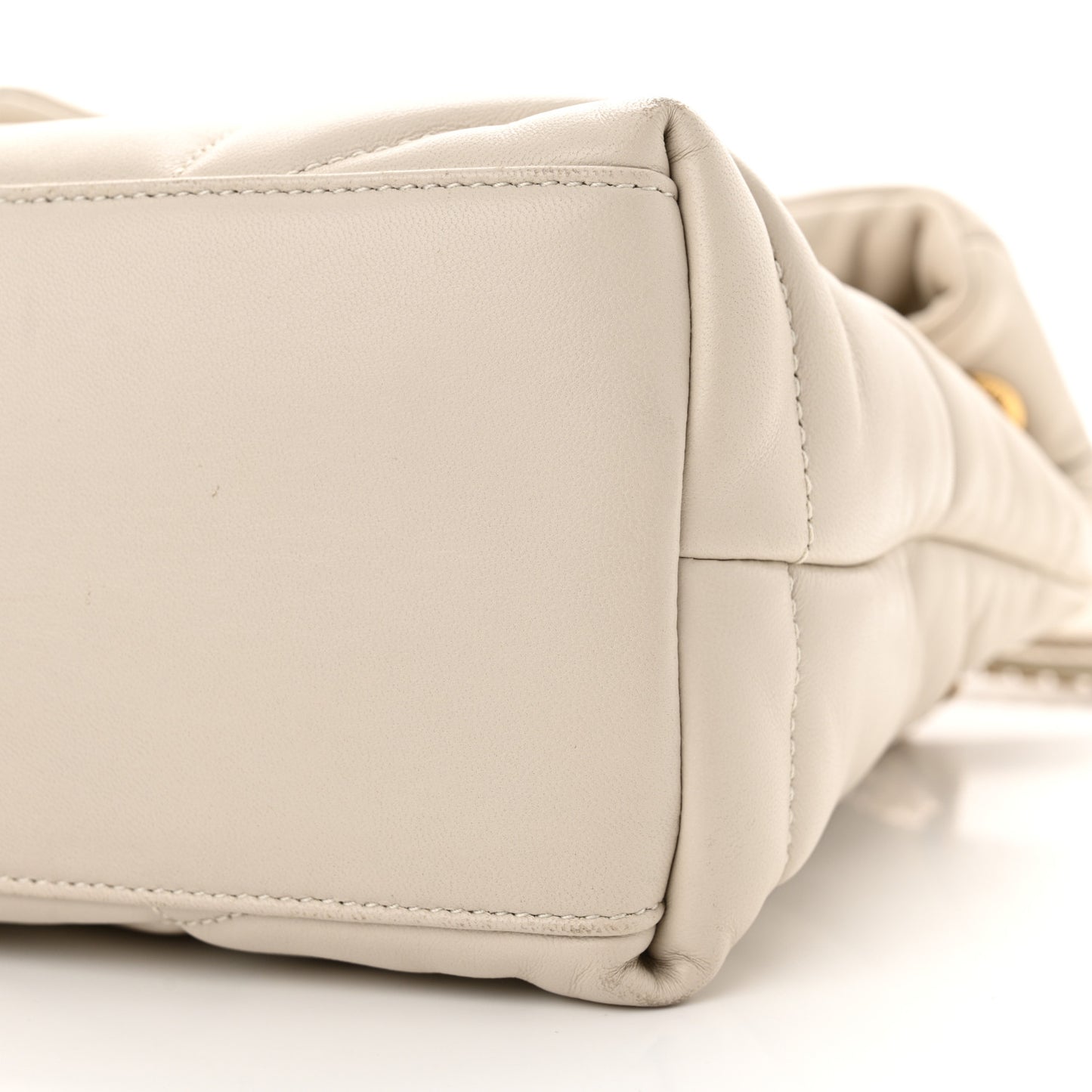 Lambskin Quilted Small Loulou Puffer Monogram Chain Satchel Crema Soft