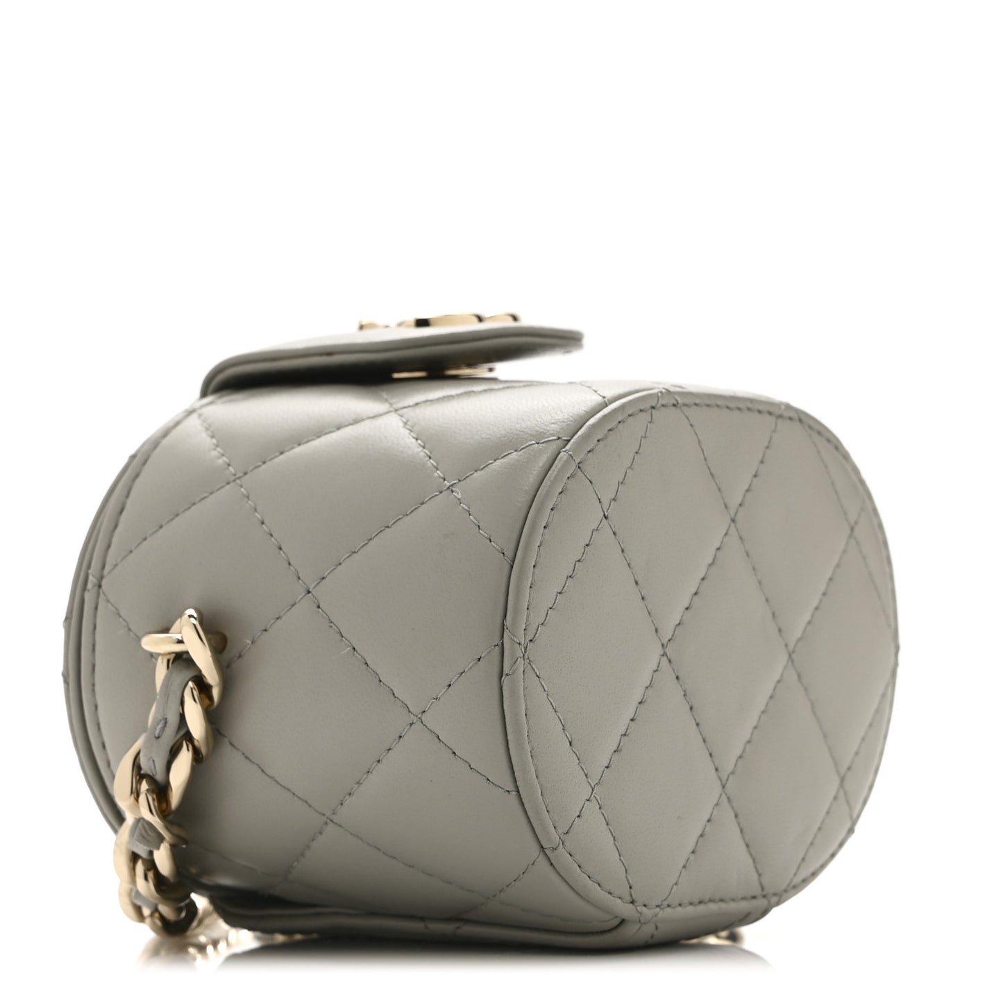 Lambskin Quilted Mini Vanity Case With Chain Grey