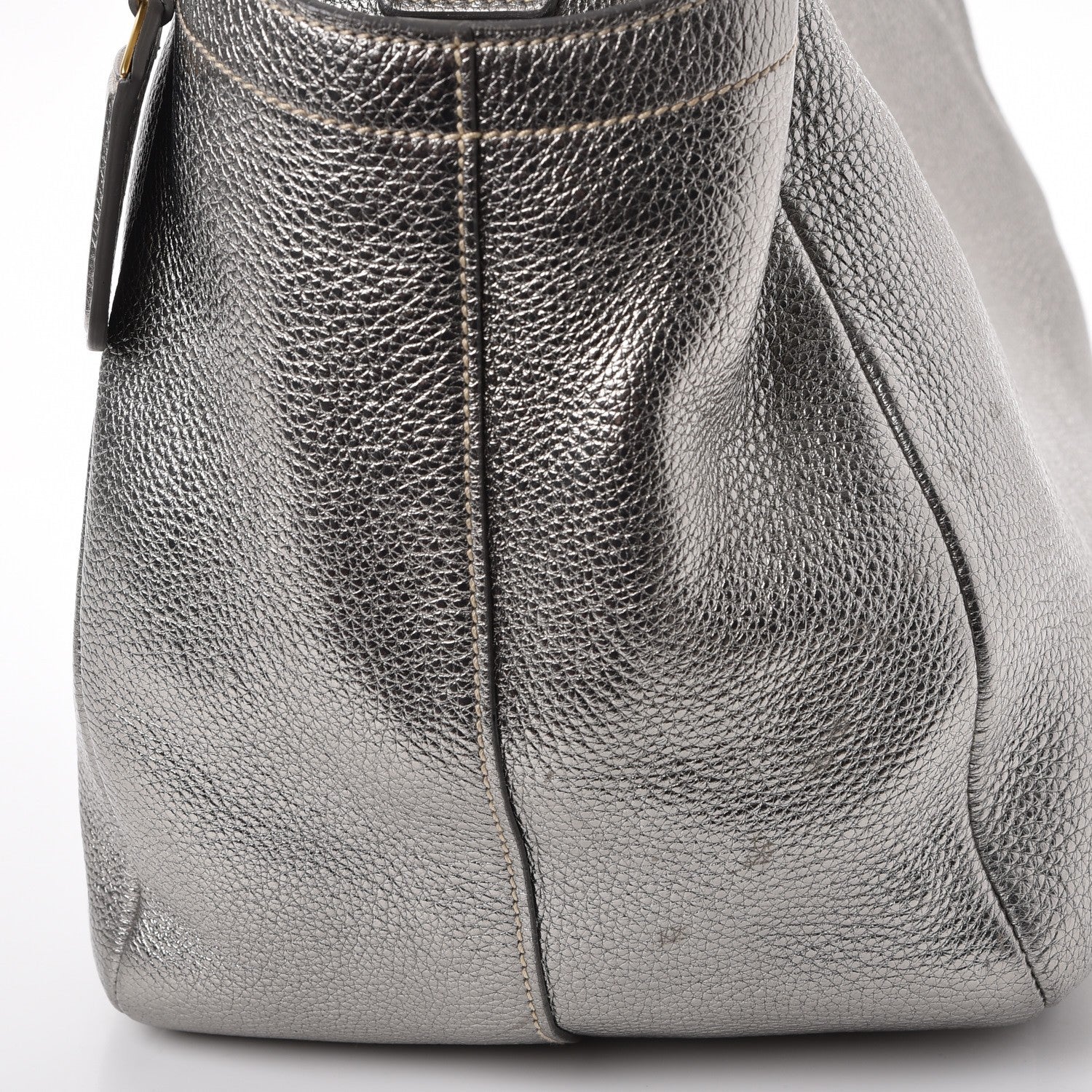 Prada Metallic Vitello Daino Side Pocket Hobo Silver 9 of 9