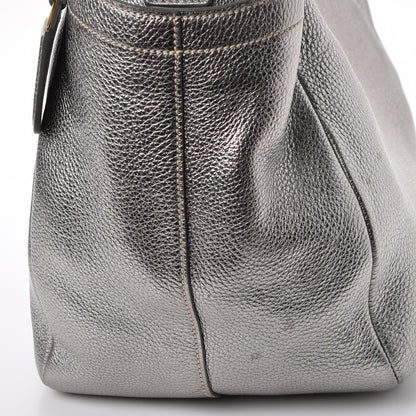 Prada Metallic Vitello Daino Side Pocket Hobo Silver 9 of 9