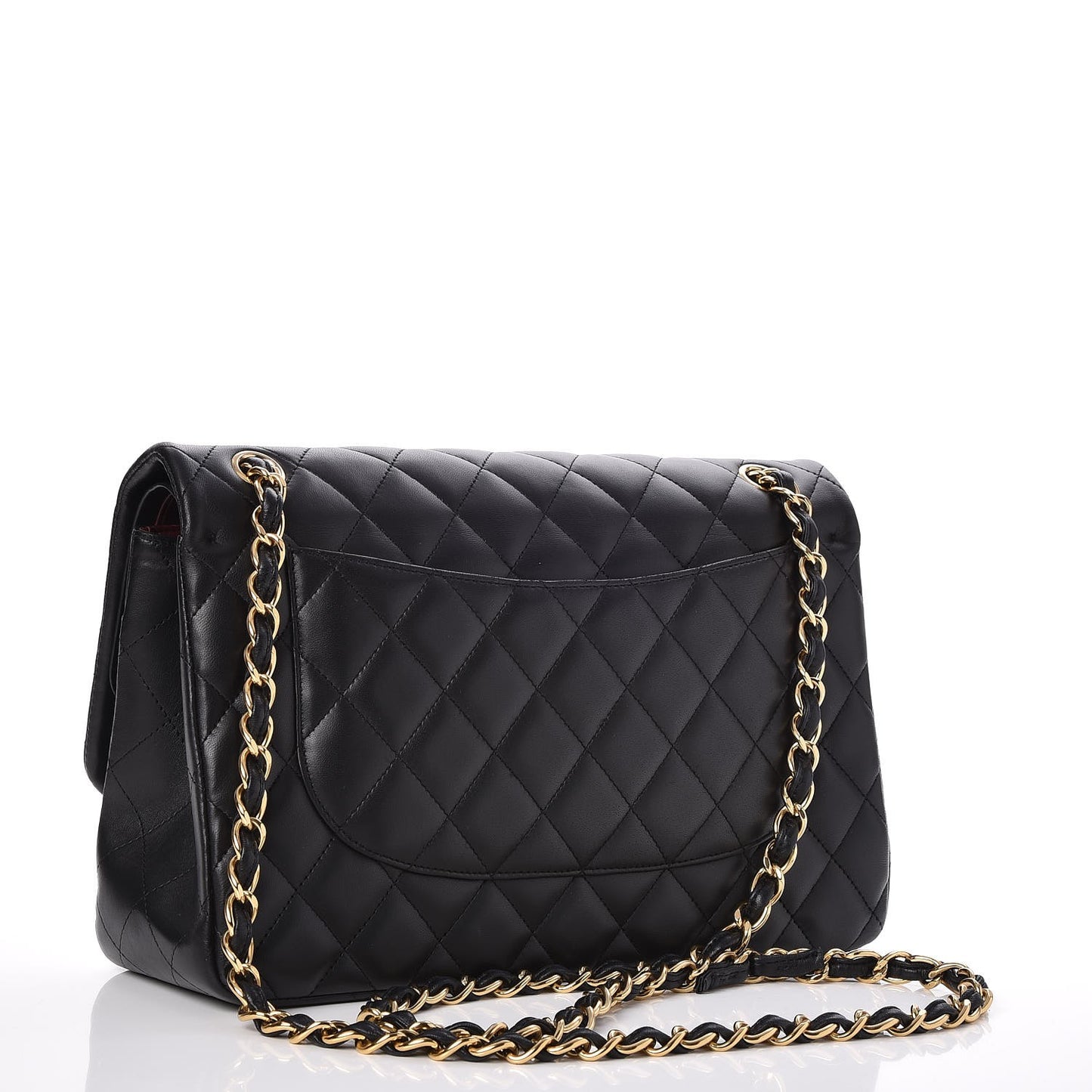 Lambskin Quilted Jumbo Double Flap Black