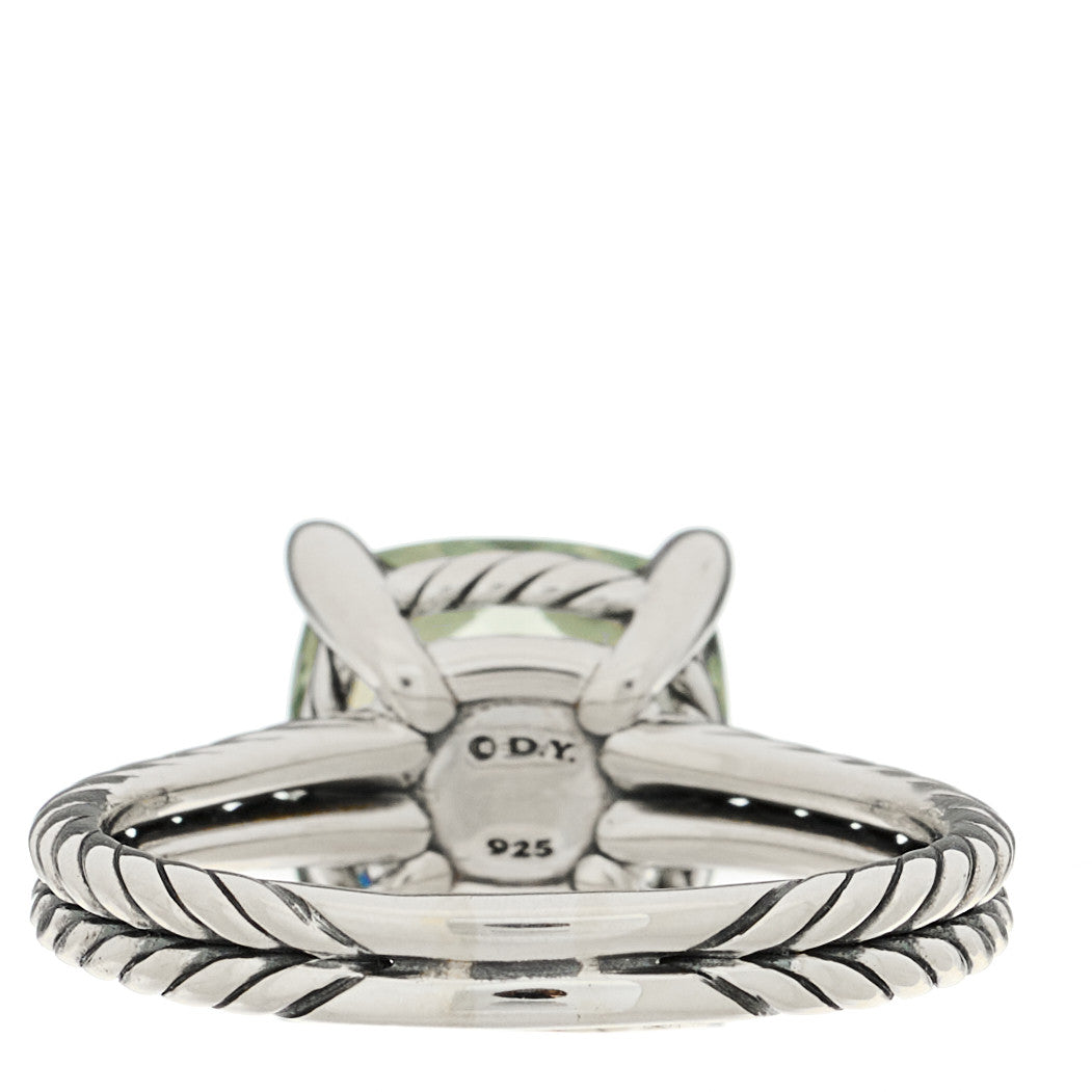 David Yurman Sterling Silver Diamond Prasiolite 11mm Chatelaine Ring 62 10 3 of 4