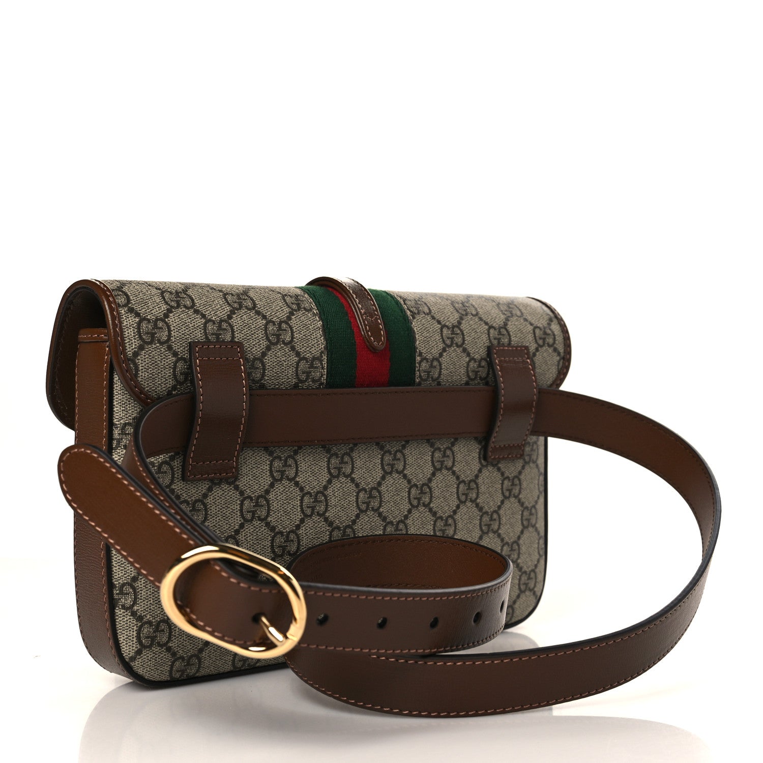 Gucci GG Supreme Monogram Azalea Calfskin Web Jackie 1961 Belt Bag 100 40 Beige Ebony Brown Sugar 2 of 8