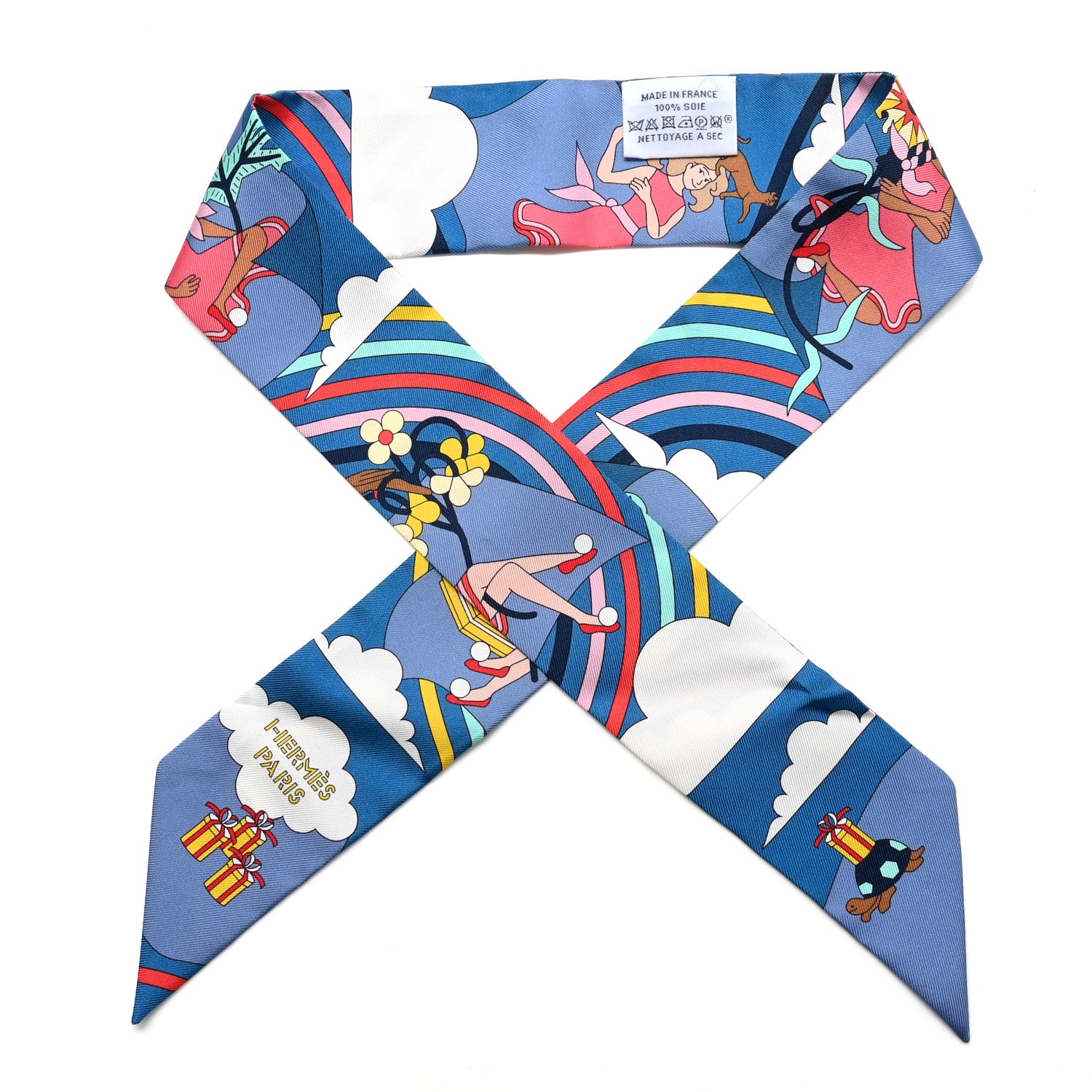Hermes Silk Carres Volants Twilly Bleu Jaune Vif Multicolor 1 of 4