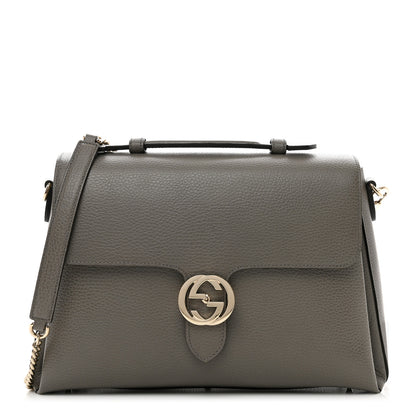 Gucci Dollar Calfskin Medium Interlocking G Top Handle Shoulder Bag Loess 1 of 13