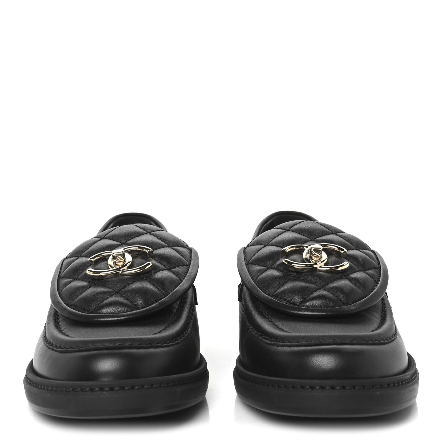 Lambskin Quilted CC Turnlock Loafers 39.5 Black