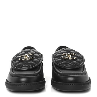 Chanel Lambskin Quilted CC Turnlock Loafers 39.5 Black 3 of 10