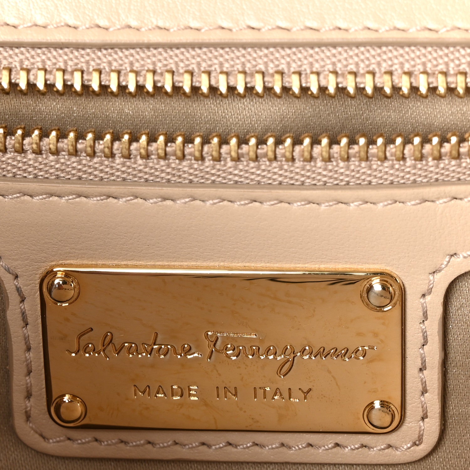 Salvatore Ferragamo Stitched Calfskin Medium Ginny Shoulder Bag Macadamia 6 of 9