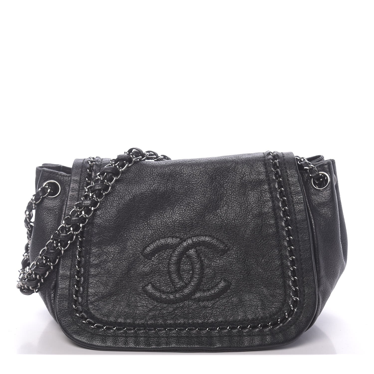 Chanel Metallic Goatskin Luxe Ligne Flap Black 1 of 12