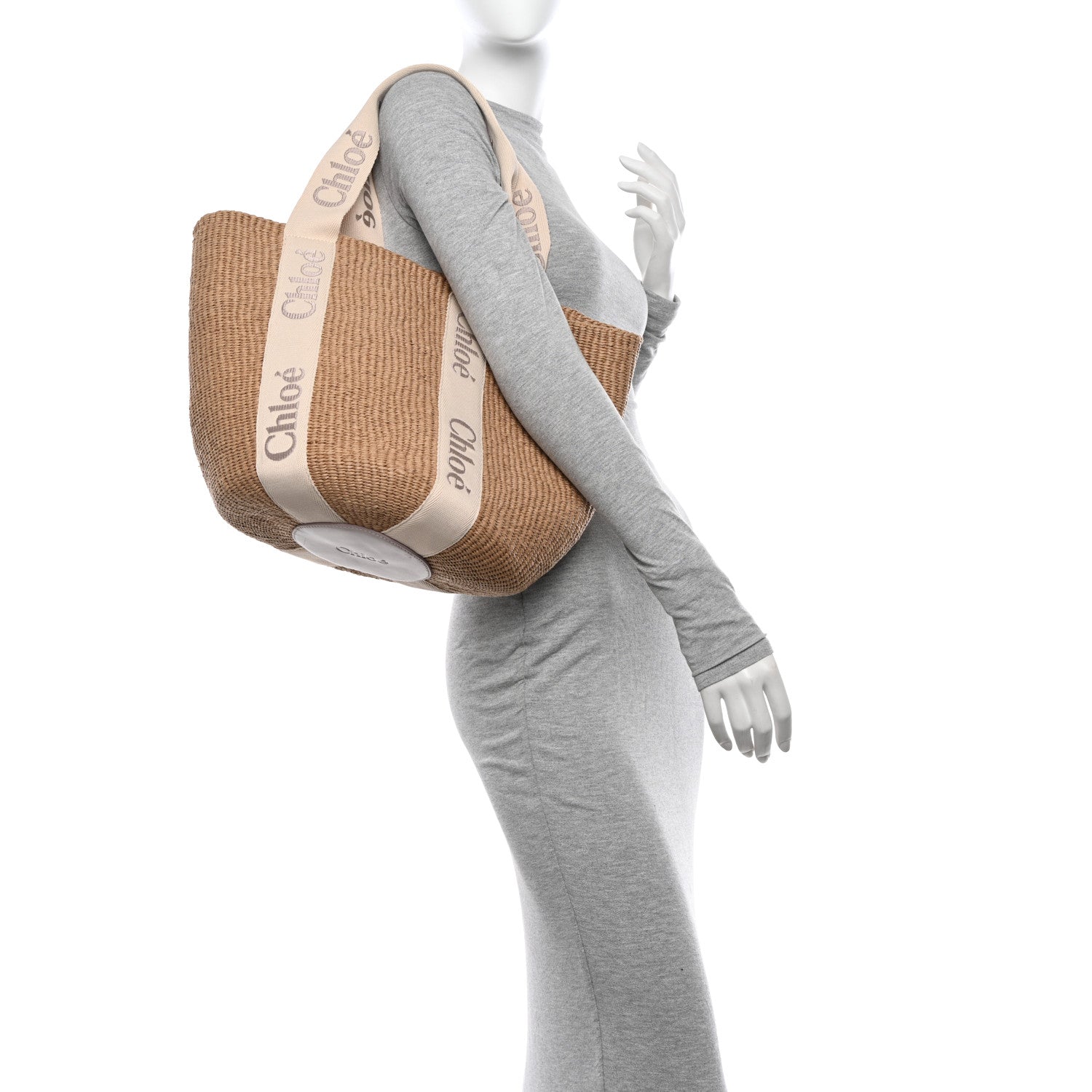 Chloe Raffia Large Woody Tote Wild Grey 2 of 12