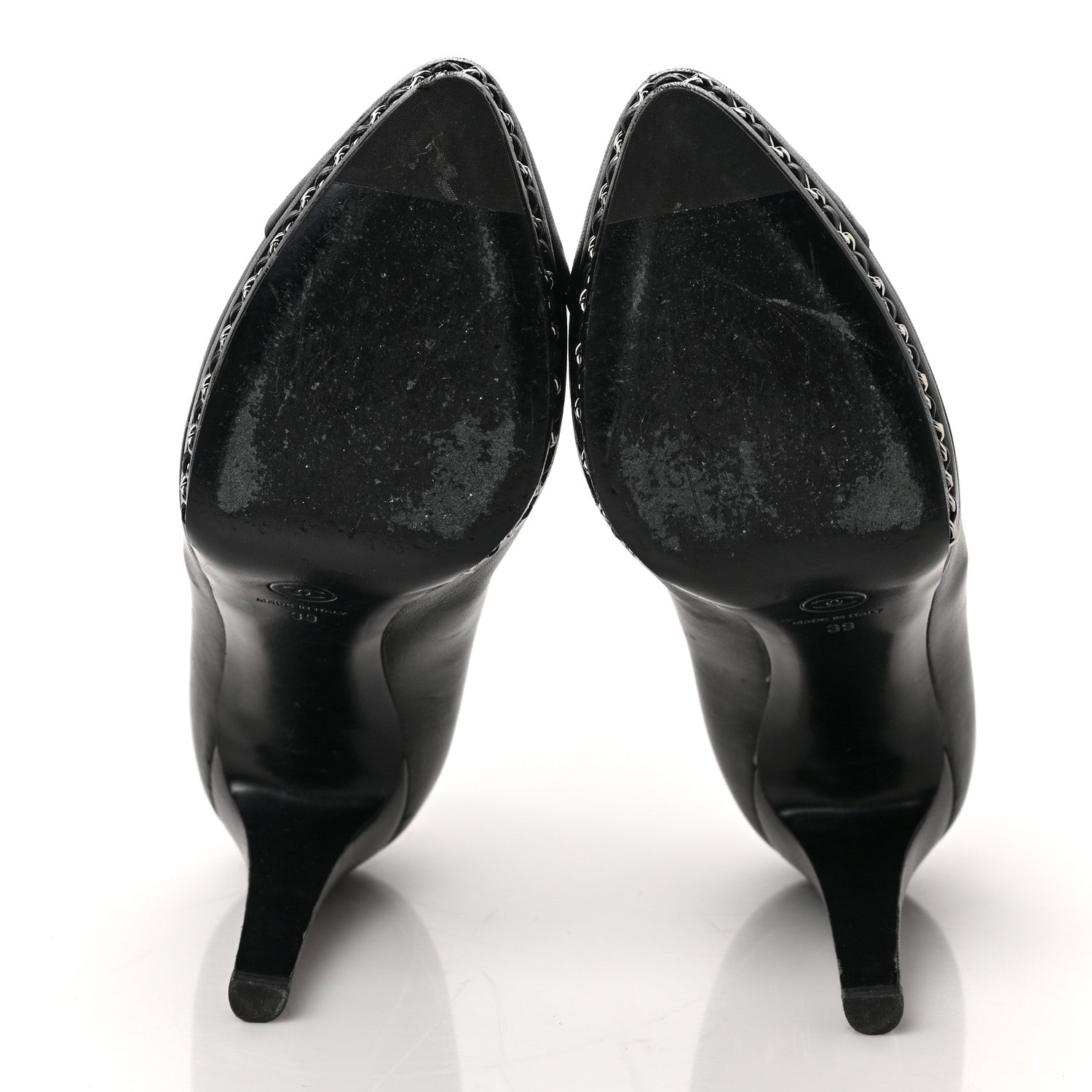 Chanel Lambskin CC Cap Toe Platform Chain Pumps 39 Black 5 of 8