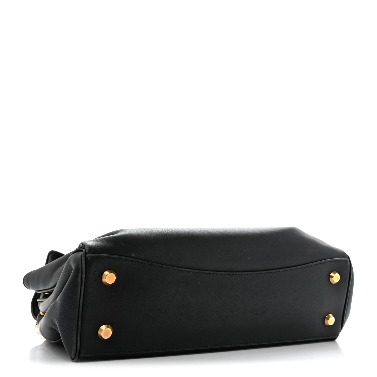 Natural Smooth Calfskin Medium Rodeo Top Handle Handbag Black