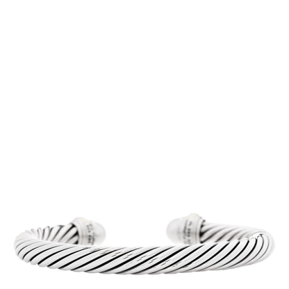David Yurman Sterling Silver 14K Yellow Gold Pearl 7mm Cable Classics Bracelet 2 of 4