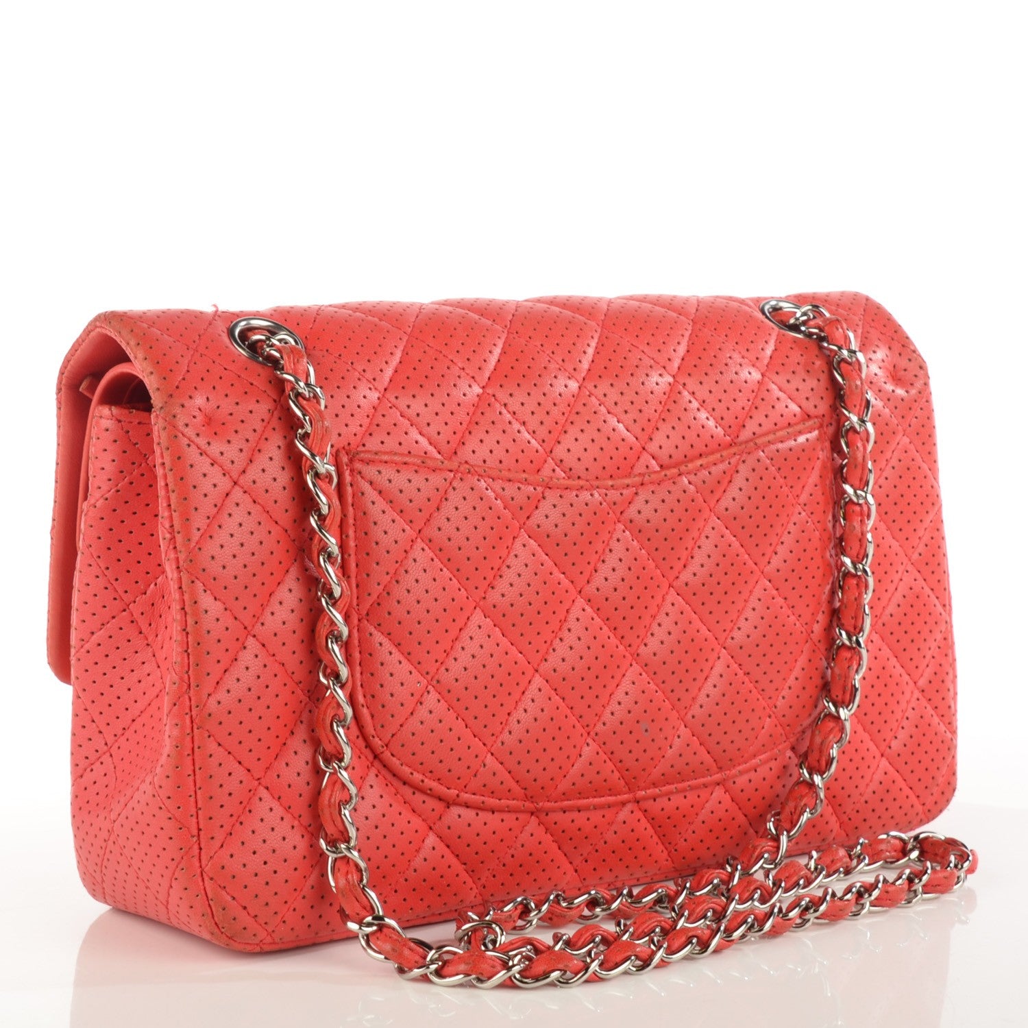 Chanel Lambskin Perforated Medium Double Flap Red 12 of 18