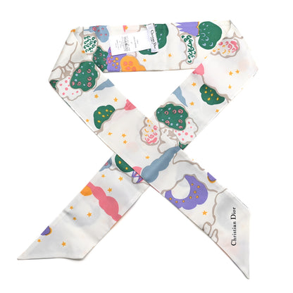 Christian Dior Silk Ciel De Reve Mitzah Scarf White Multicolor 1 of 4