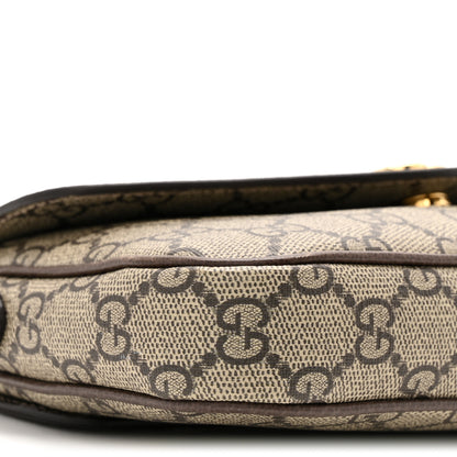 Gucci GG Supreme Monogram Textured Dollar Calfskin Web Mini Ophidia Envelope Shoulder Bag Beige Ebony New Acero 9 of 12