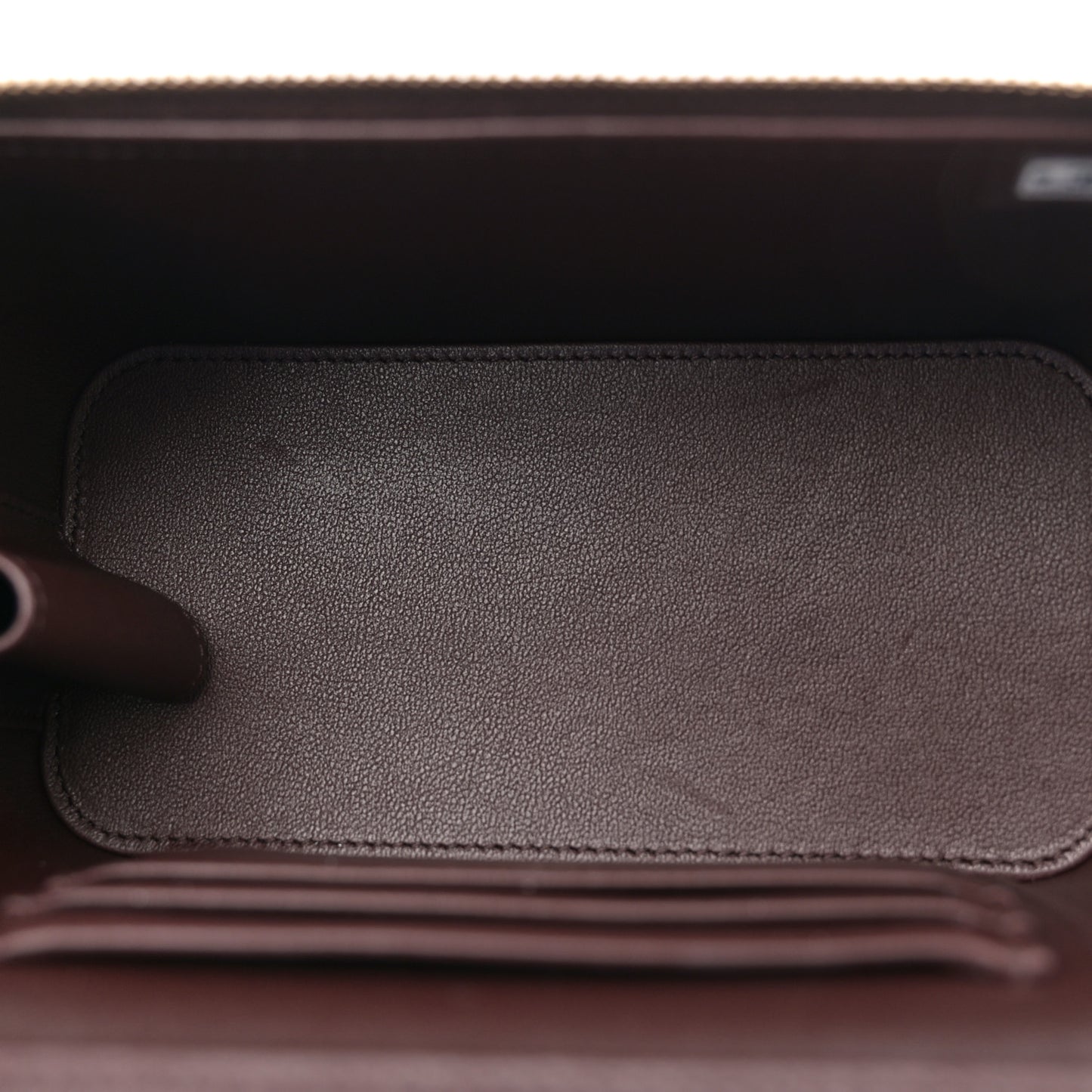 Lambskin Quilted Small Top Handle Vanity Case With Chain Dark Brown