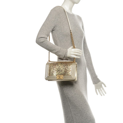 Chanel Metallic Painted Python Medium Boy Flap Gold 2 of 8