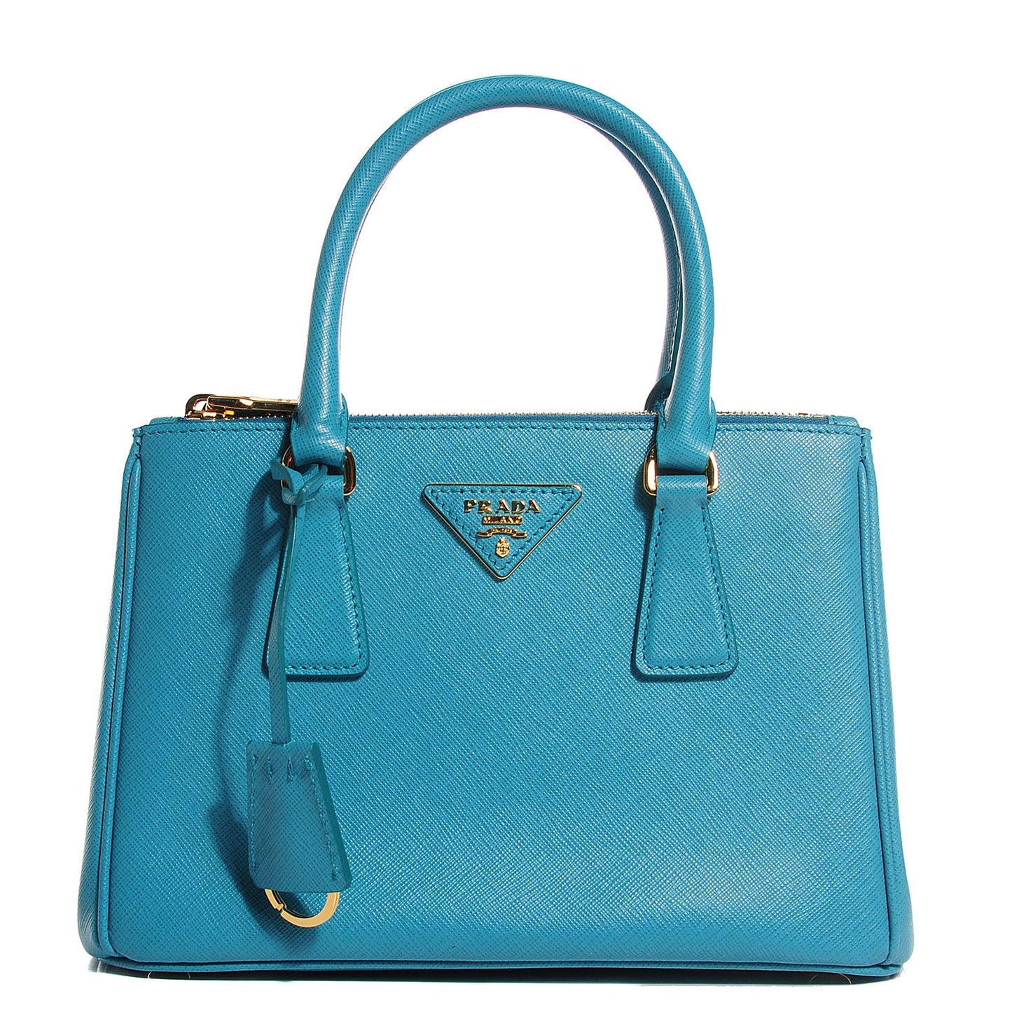 Saffiano Lux Mini Double Zip Tote Turchese