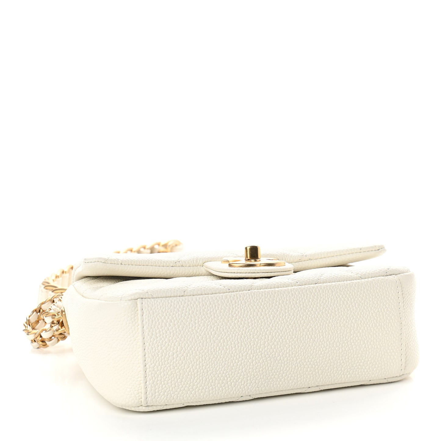 Caviar Quilted Mini Chain Soul Flap White