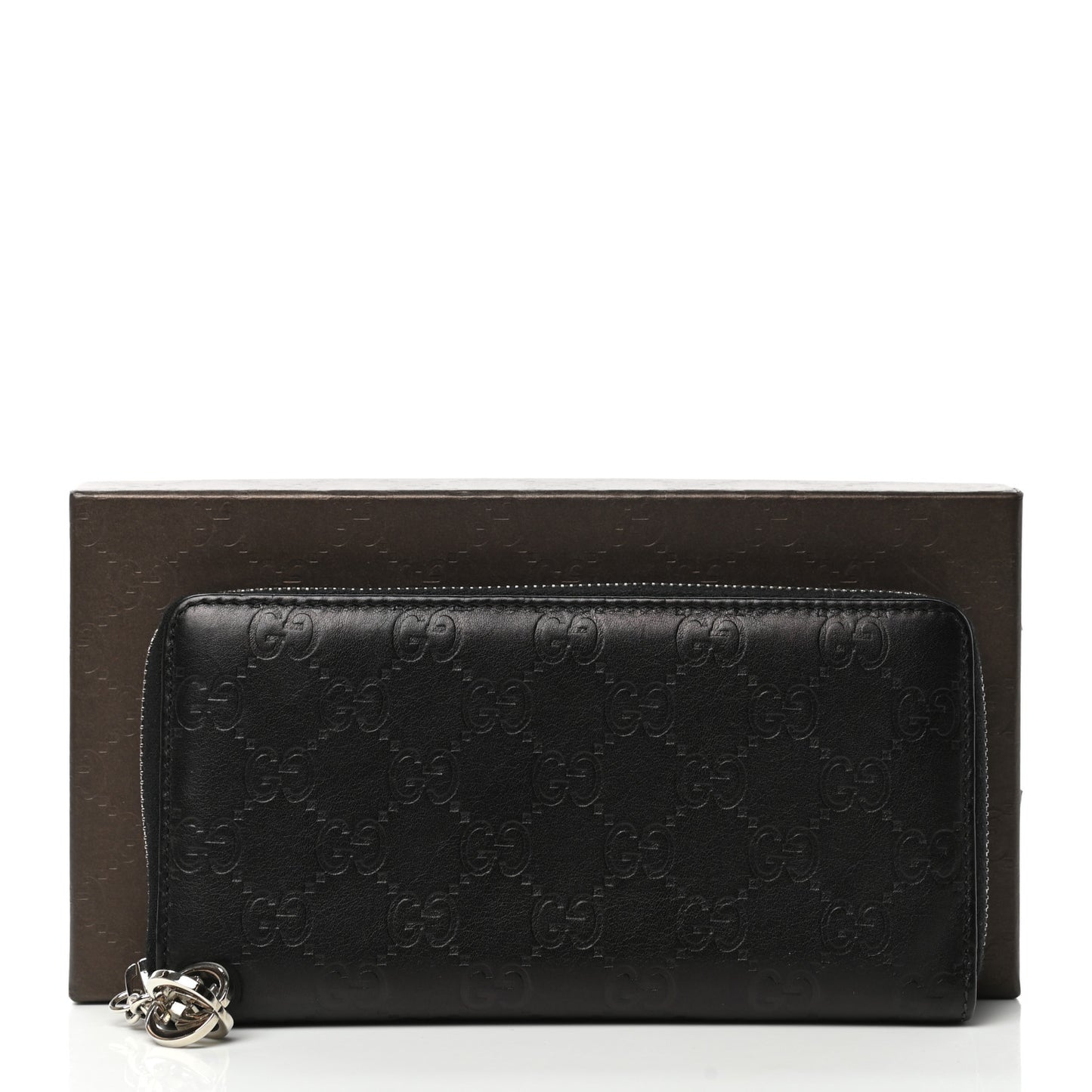 Guccissima Large Twins Zip Around Wallet Black