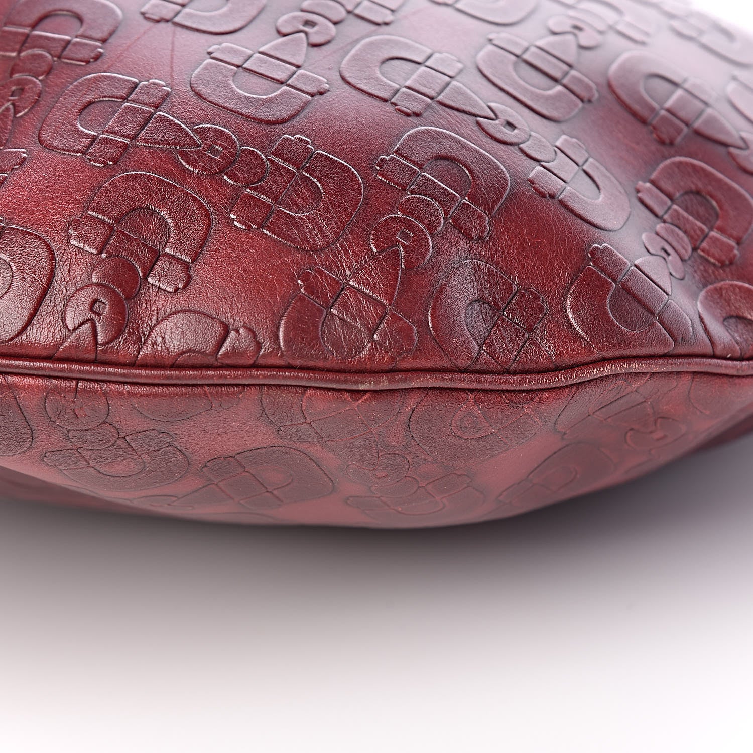 Gucci Calfskin Horsebit Embossed Glam Hobo Burgundy 10 of 10
