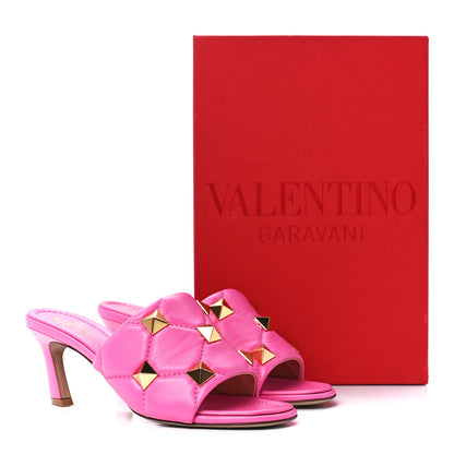 Valentino Garavani Nappa Quilted Roman Stud 65mm Slide Sandals 37 Feminine Pink 9 of 9